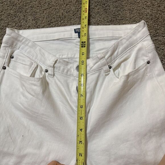 Reba Jeans Womens 10 Ruffle Flare Bootcut Embellished Raw Hem Distressed White - Picture 7 of 11